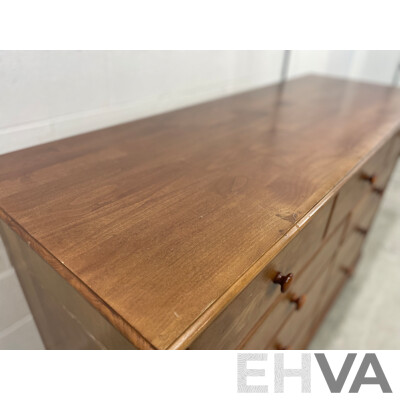 Solid Wood 7 Drawer Dresser and Bedside Table with 3 Drawers - Lot of 2