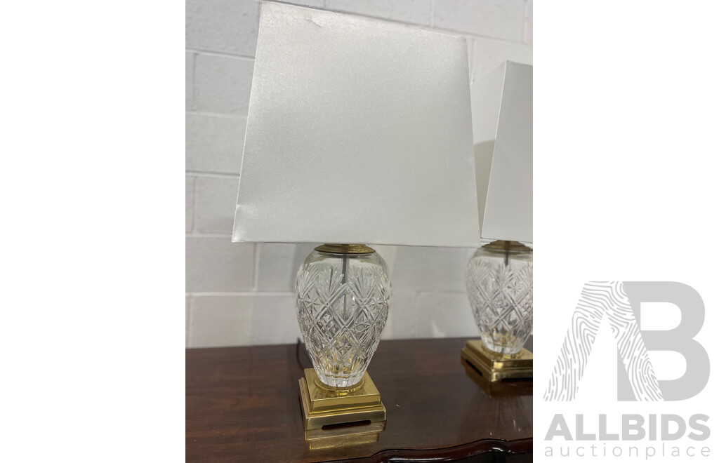 Pair of Glass Table Lamp with Shade