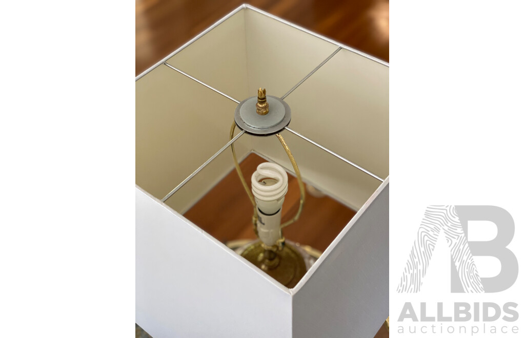 Pair of Glass Table Lamp with Shade