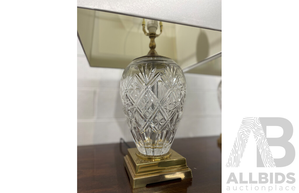 Pair of Glass Table Lamp with Shade