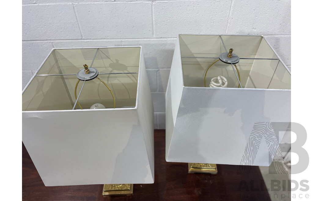 Pair of Glass Table Lamp with Shade