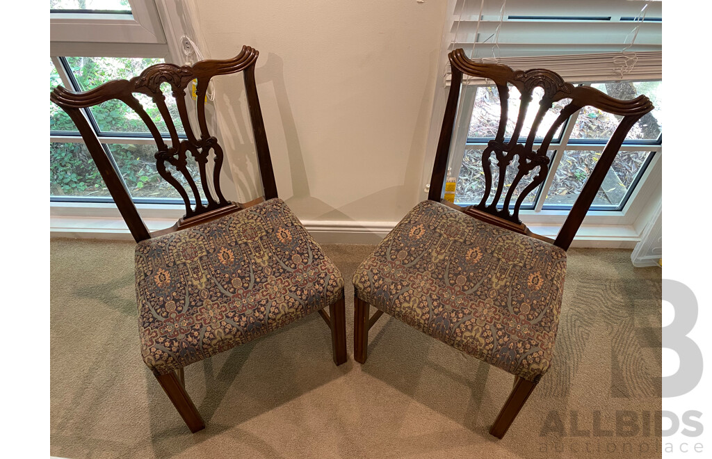 Pair of Antique Chippendale Style Dining and Occasional Chair 