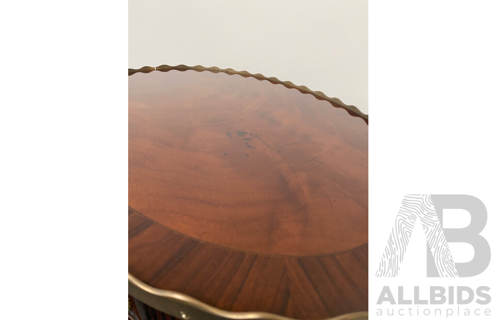 BAKER Oval Side Table with Brass Shaped Gallery  