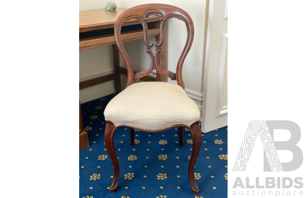 Victorian Style Side Chair, Armchair and Balloon Back Chair - Lot of 3
