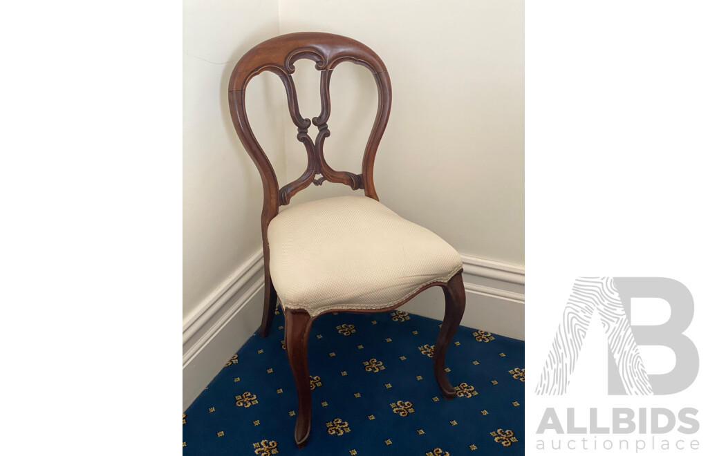 Victorian Style Side Chair, Armchair and Balloon Back Chair - Lot of 3