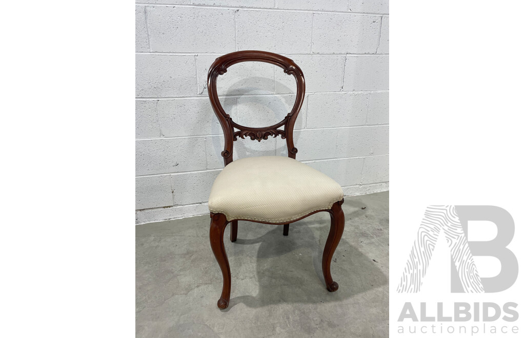 Victorian Style Side Chair, Armchair and Balloon Back Chair - Lot of 3