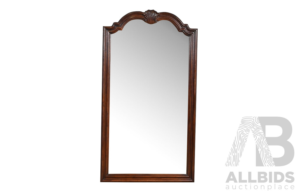French Provincial Louis XV Carved Mahogany Tall Wall Mirror 