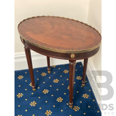 BAKER Oval Side Table with Brass Shaped Gallery  