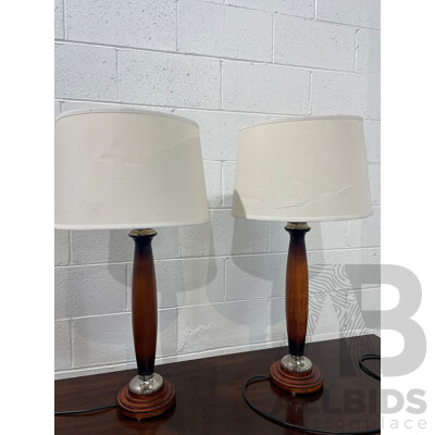 Pair of Wooden Table Lamps