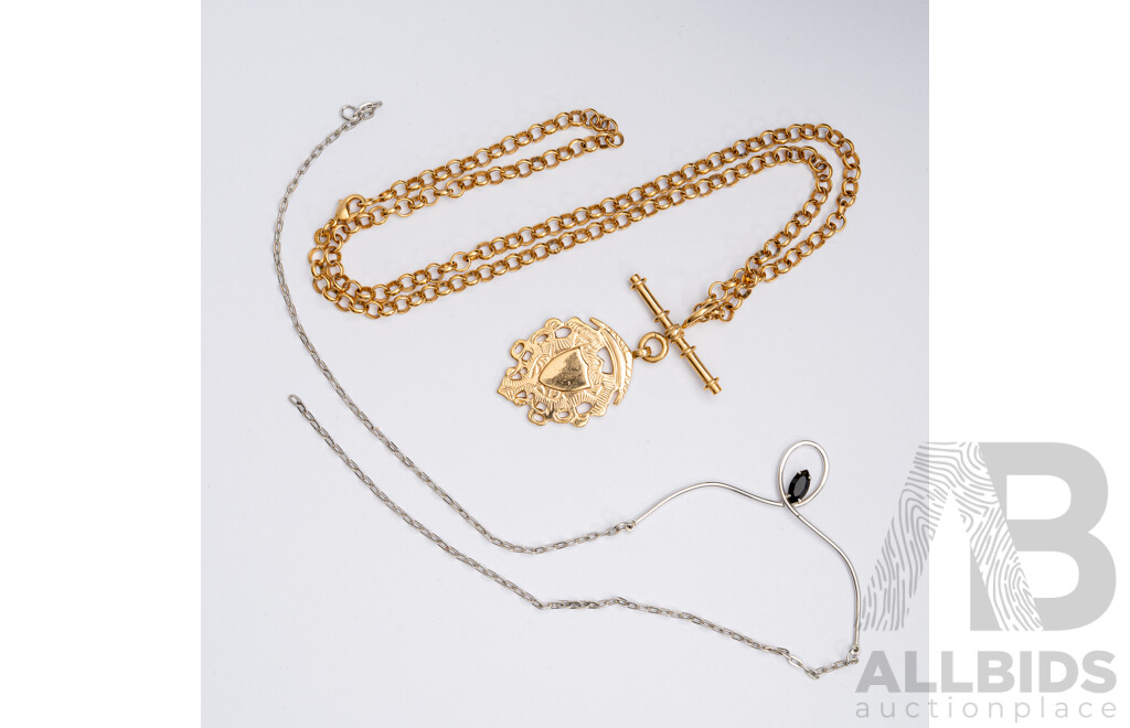 Reproduction GP Fob Chain with Shield, Mimco Earrings, and Other Pieces Including Sterling Silver