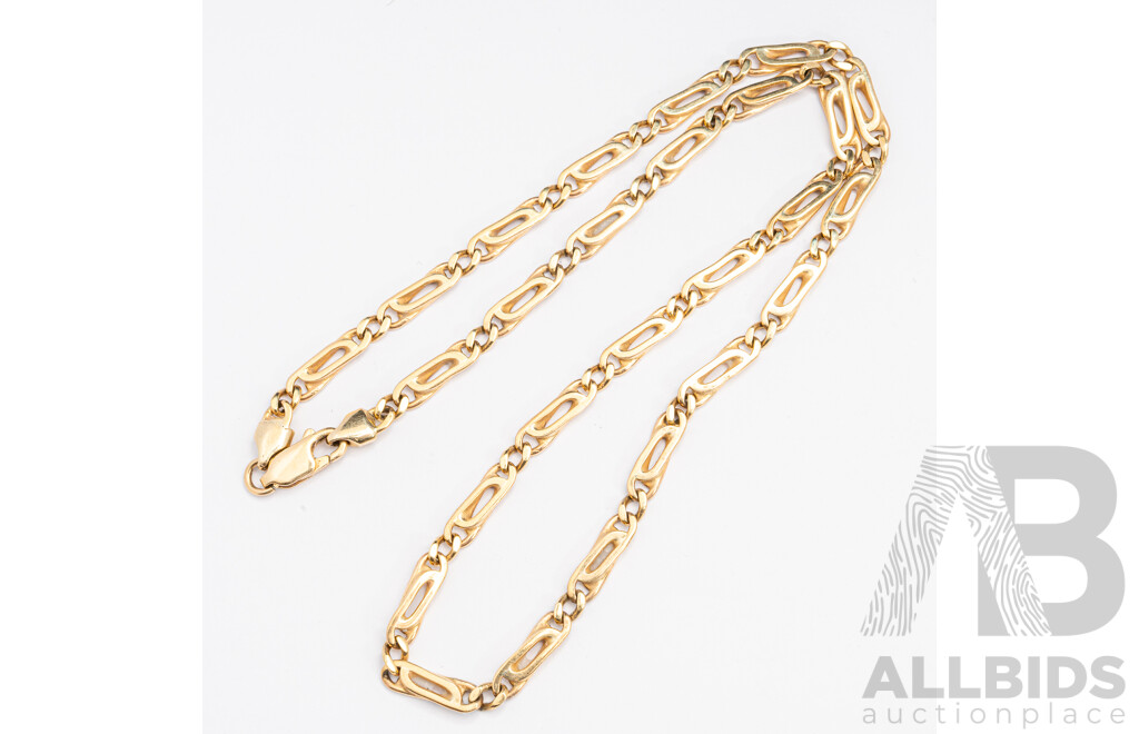 9ct Italian Fancy Anchor Link Necklace, 41cm, 14.28 Grams
