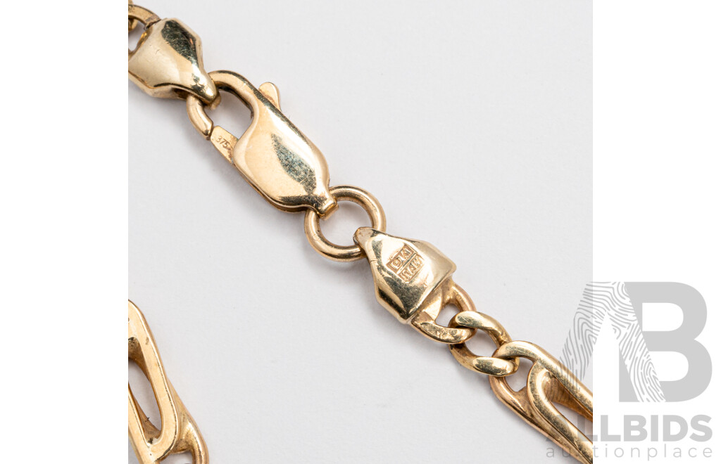 9ct Italian Fancy Anchor Link Necklace, 41cm, 14.28 Grams