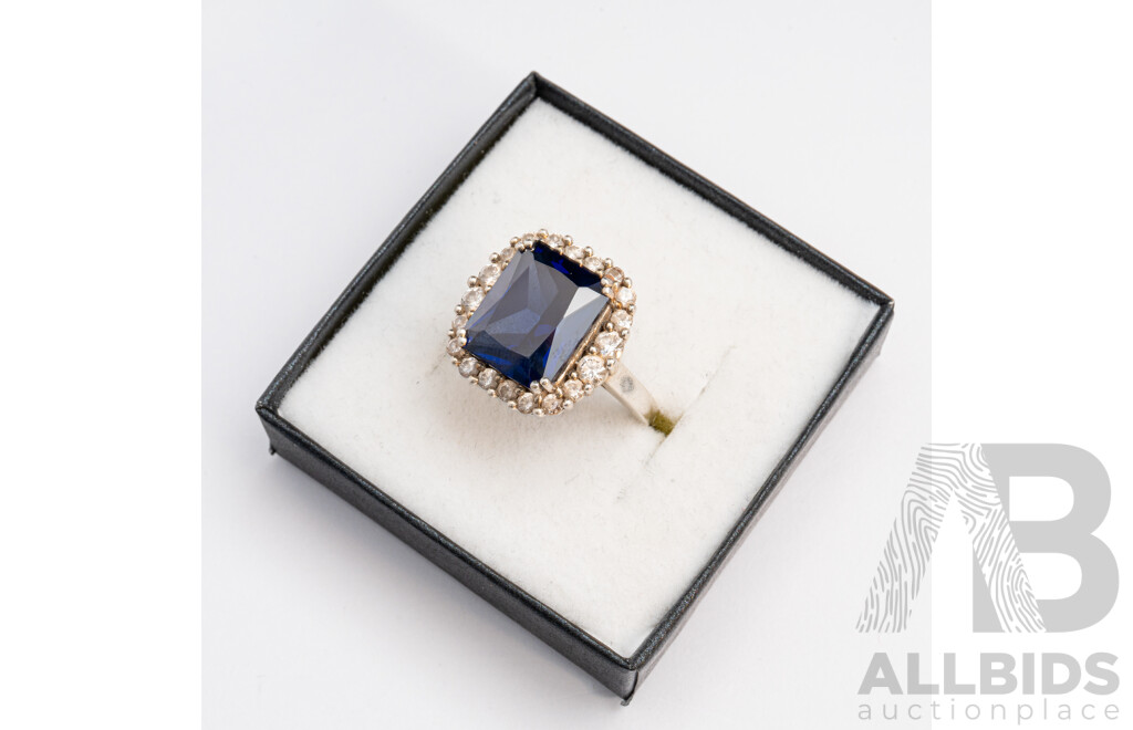 Angus & Coote Sterling Silver 'Lady Diana' Style Cz Ring, Size K, 6.33 Grams