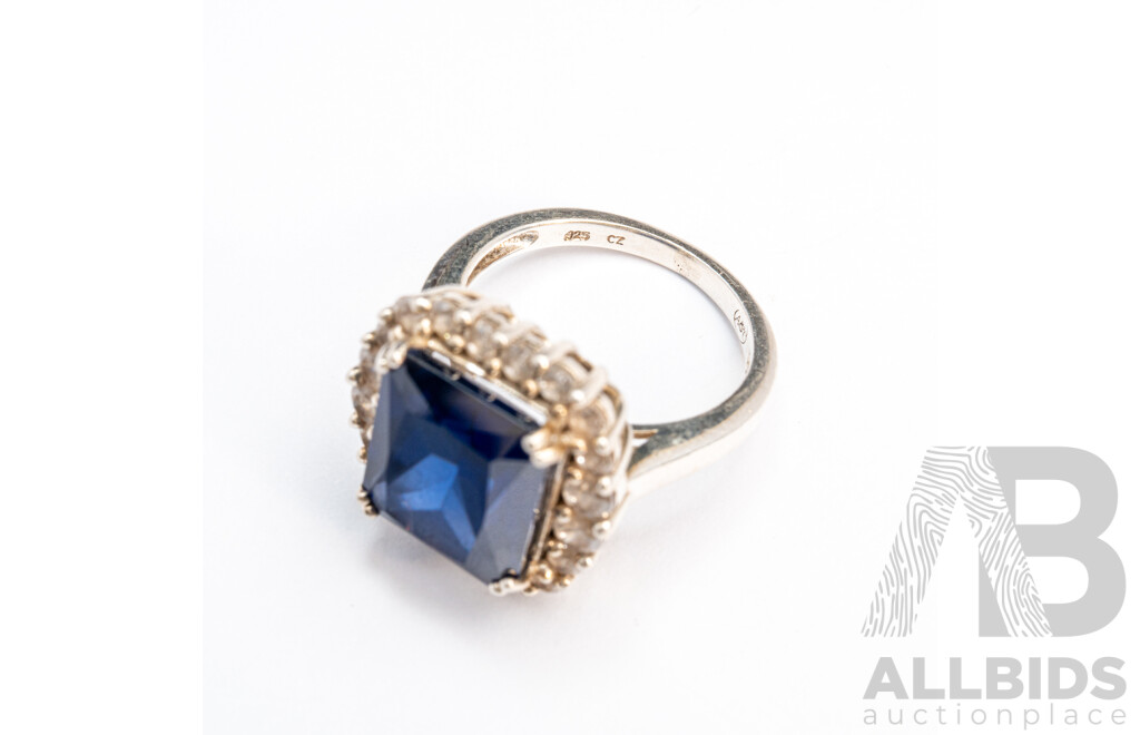 Angus & Coote Sterling Silver 'Lady Diana' Style Cz Ring, Size K, 6.33 Grams