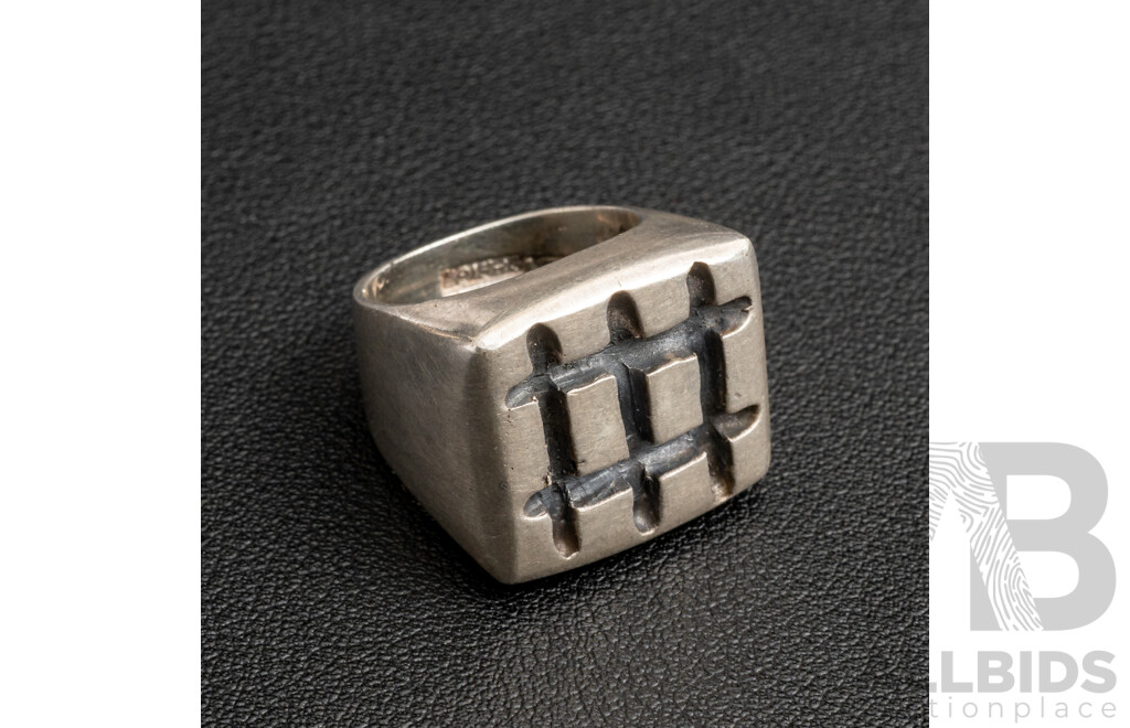 Vintage Sterling Silver Brutalist Style Ring, Size P, 21.55 Grams