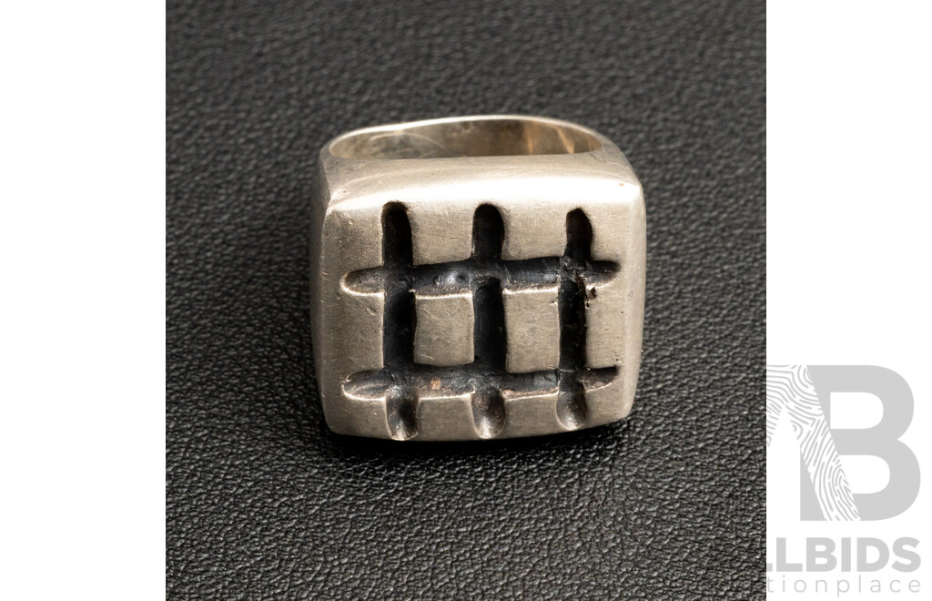 Vintage Sterling Silver Brutalist Style Ring, Size P, 21.55 Grams