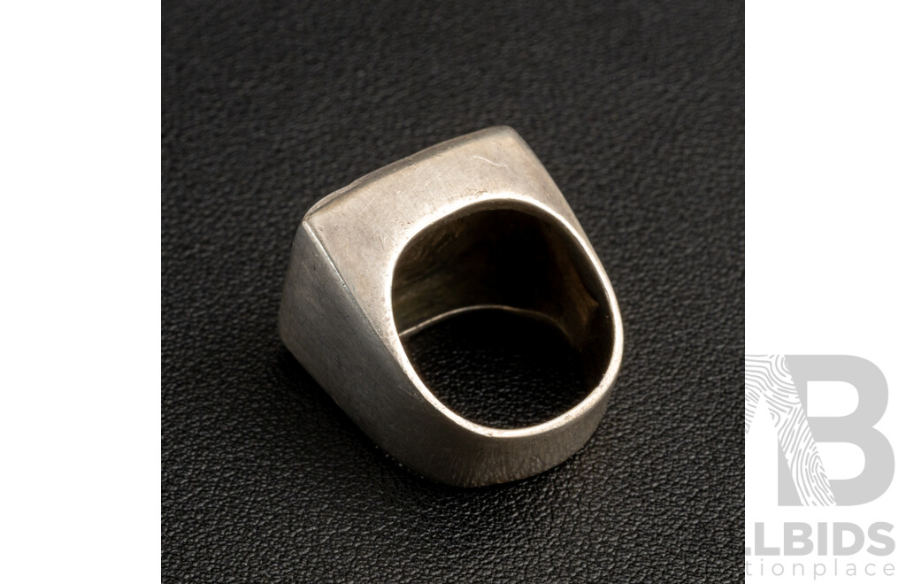 Vintage Sterling Silver Brutalist Style Ring, Size P, 21.55 Grams