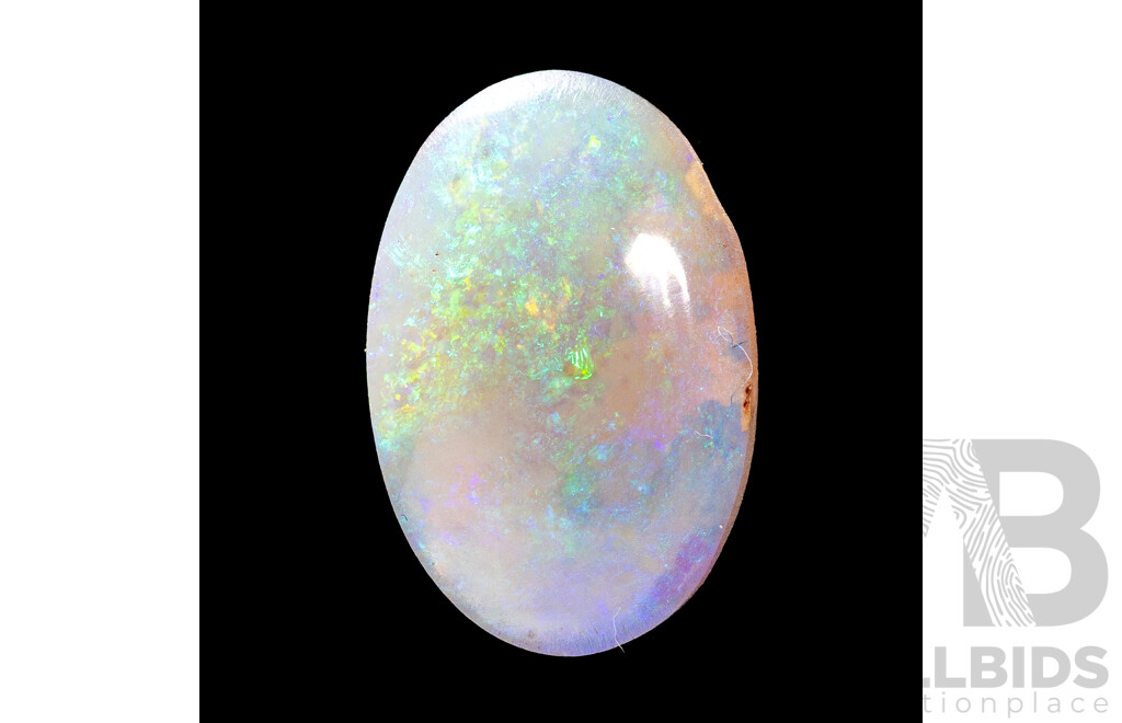 Australian Lightning Ridge Solid Black Opal Oval Cabochon, 3.15ct