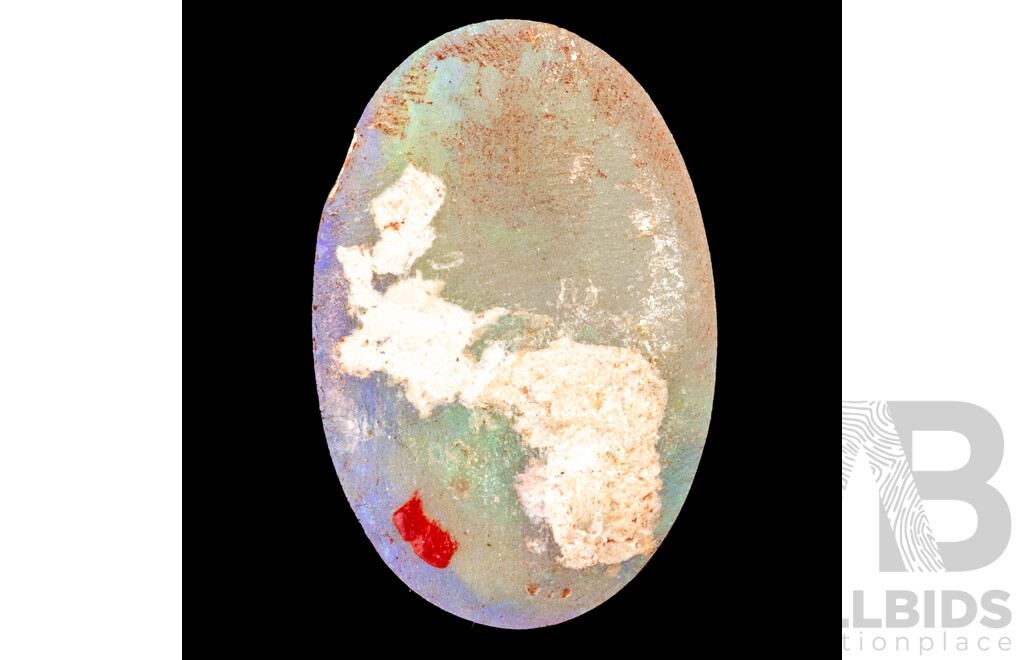 Australian Lightning Ridge Solid Black Opal Oval Cabochon, 3.15ct