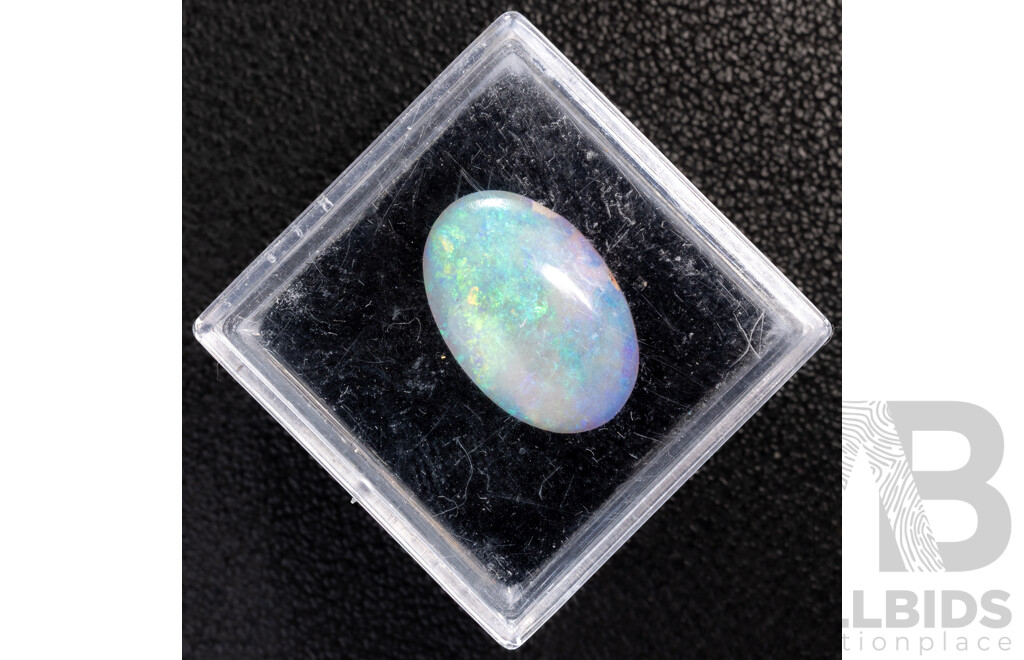 Australian Lightning Ridge Solid Black Opal Oval Cabochon, 3.15ct