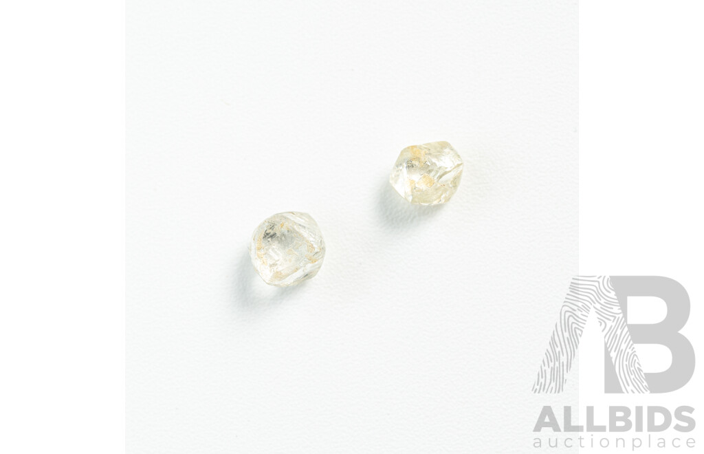 Diamonds, (2) Uncut Crystal Formations, 0.65ct & 1.05ct