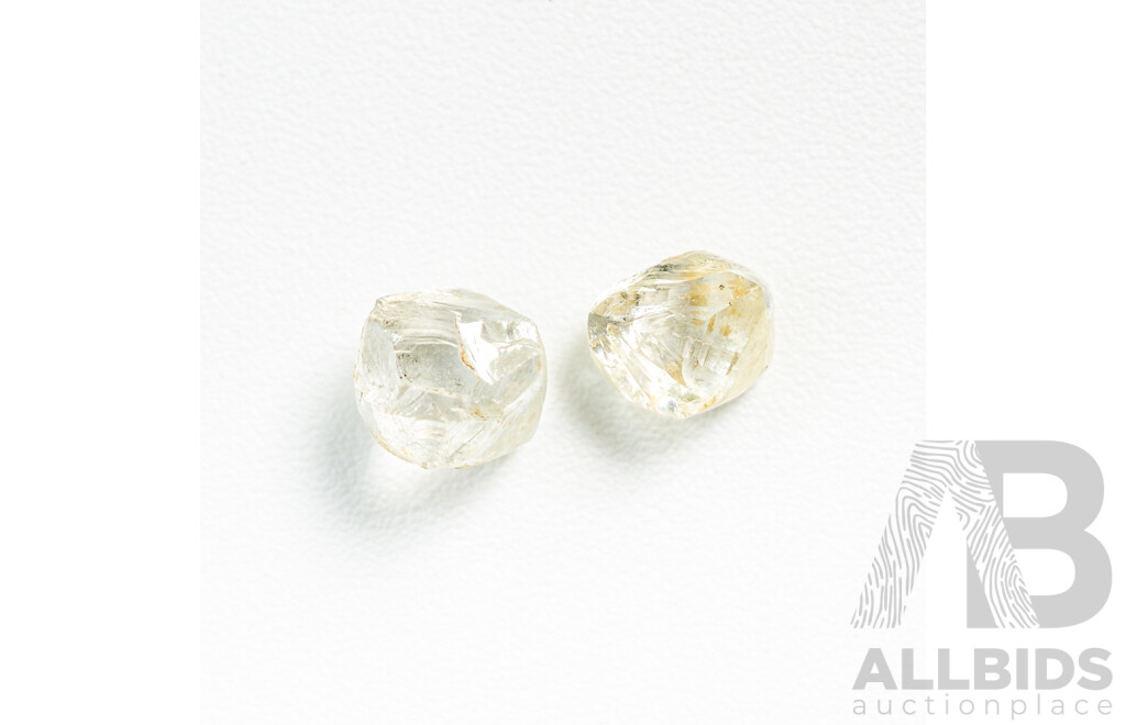Diamonds, (2) Uncut Crystal Formations, 0.65ct & 1.05ct