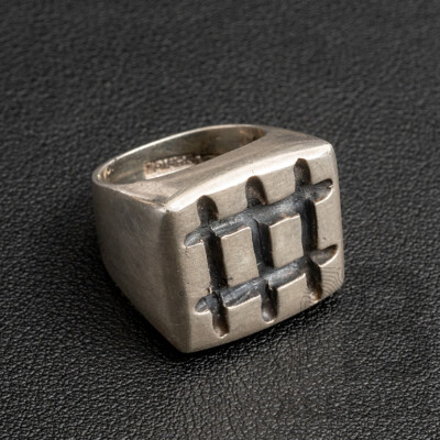 Vintage Sterling Silver Brutalist Style Ring, Size P, 21.55 Grams