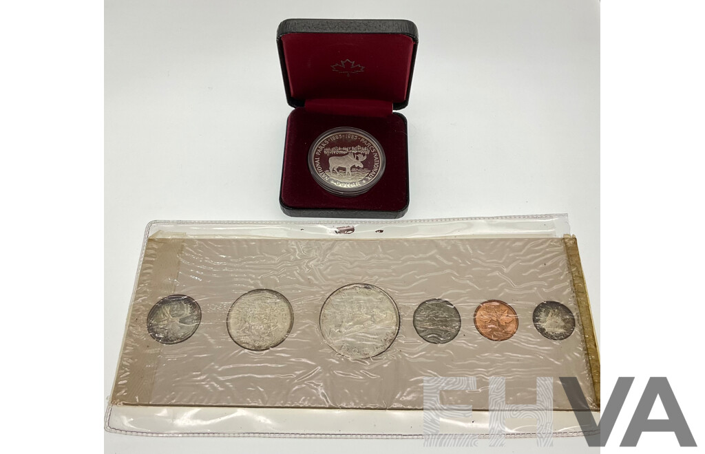 Canada 1960 UNC Coin Set and 1985 National Parks Silver One Dollar .500