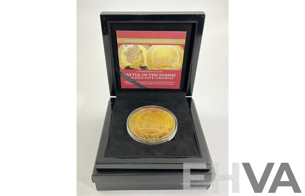 The Bradford Exchange 2016  Gold Tone Five Crown Coin, Commemorating Battle of the Somme