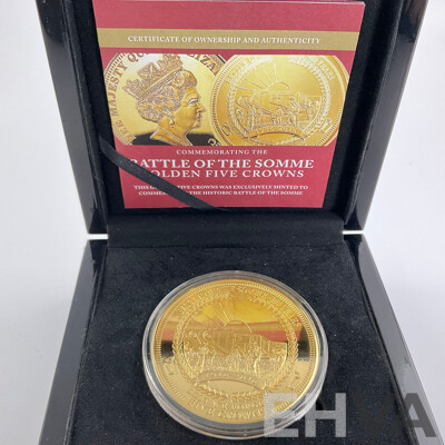The Bradford Exchange 2016  Gold Tone Five Crown Coin, Commemorating Battle of the Somme