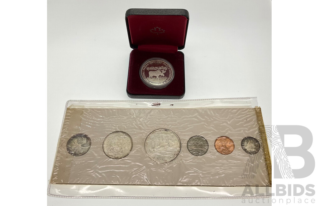 Canada 1960 UNC Coin Set and 1985 National Parks Silver One Dollar .500
