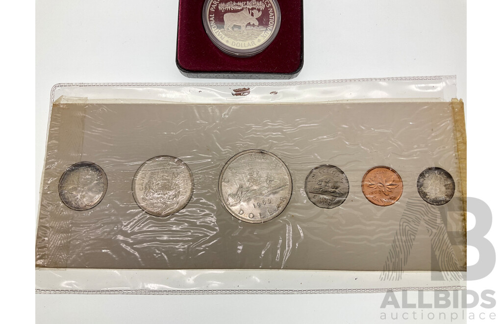 Canada 1960 UNC Coin Set and 1985 National Parks Silver One Dollar .500