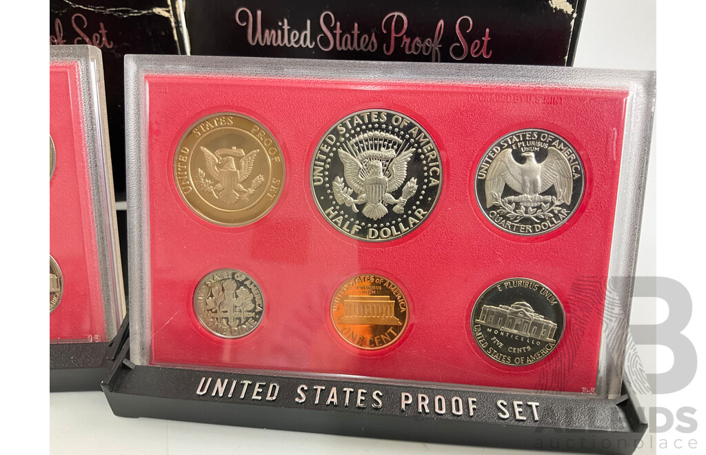 Two USA 1982 Proof Coin Sets with Canadian 1975 UNC Coin Set
