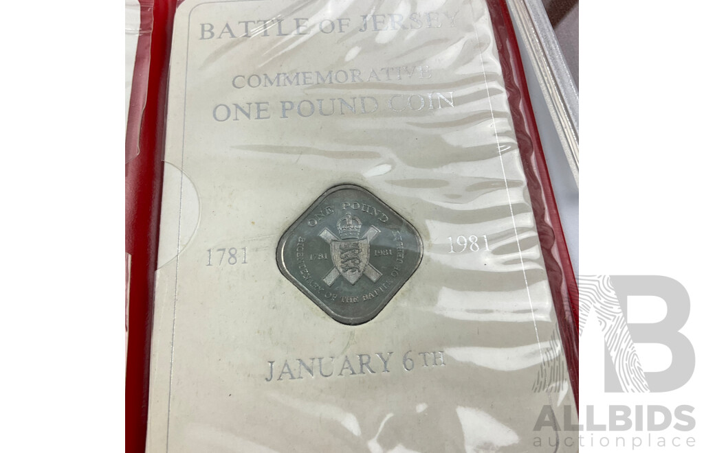 UK 1983 Proof Coin Set, 1974 Coinage of Great Britain and Northern Island Set, Jersey 1981 Commemorative One Pound