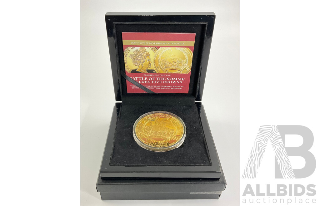 The Bradford Exchange 2016  Gold Tone Five Crown Coin, Commemorating Battle of the Somme