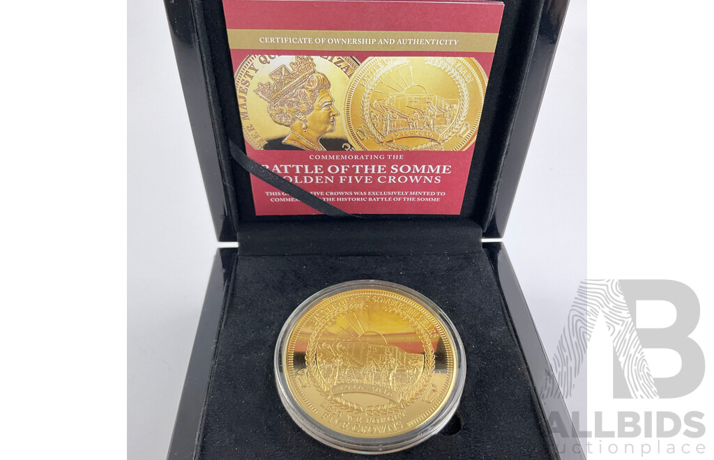 The Bradford Exchange 2016  Gold Tone Five Crown Coin, Commemorating Battle of the Somme