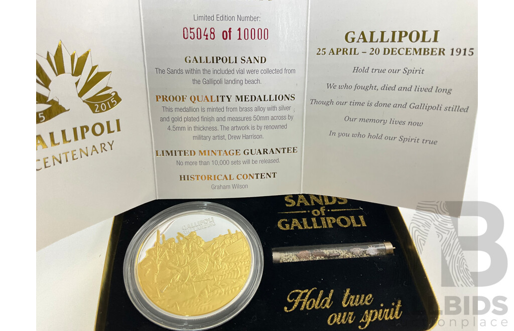 Sands of Gallipoli 2015 Centenary Medallion, Hold True Our Spirit