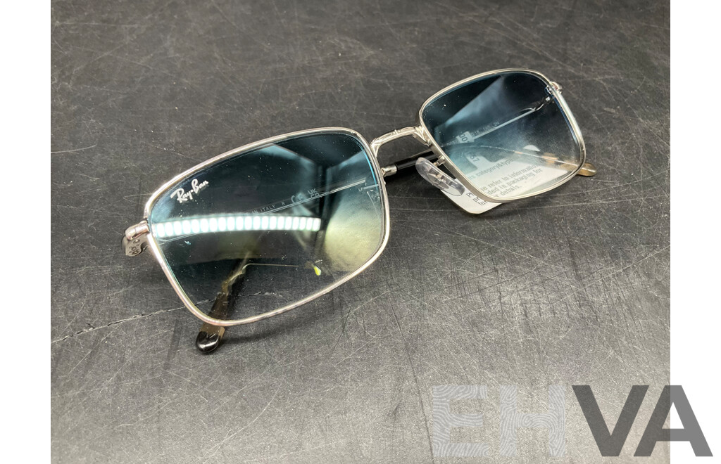 RAY BAN RB3717 57-18  Silver/Blue Sunglasses - ORP $258
