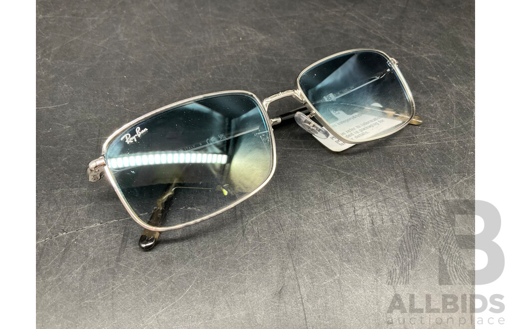 RAY BAN RB3717 57-18  Silver/Blue Sunglasses - ORP $258