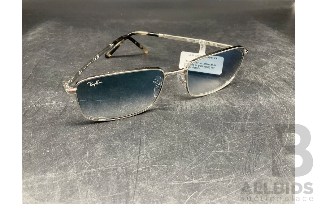 RAY BAN RB3717 57-18  Silver/Blue Sunglasses - ORP $258