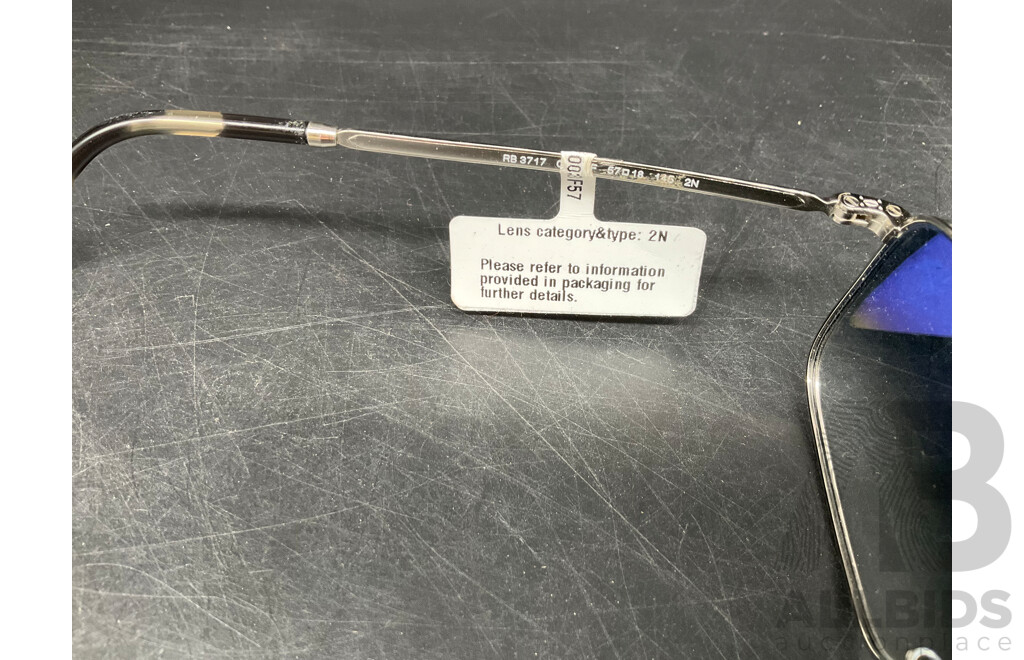 RAY BAN RB3717 57-18  Silver/Blue Sunglasses - ORP $258