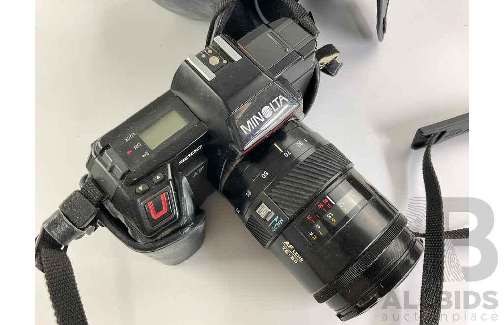 Minolta 35mm Film Camera, 5000 AF with Flash, Sigma Lens and Manuals