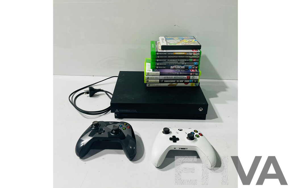 Xbox One X with Two Controllers and Collection of Xbox Games Including Dead Space 3, Saints Row the Third and More