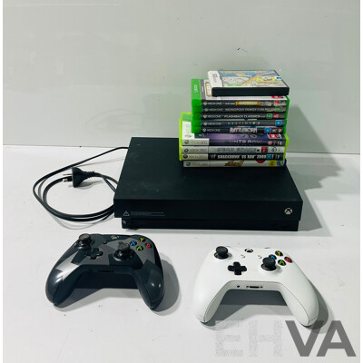 Xbox One X with Two Controllers and Collection of Xbox Games Including Dead Space 3, Saints Row the Third and More