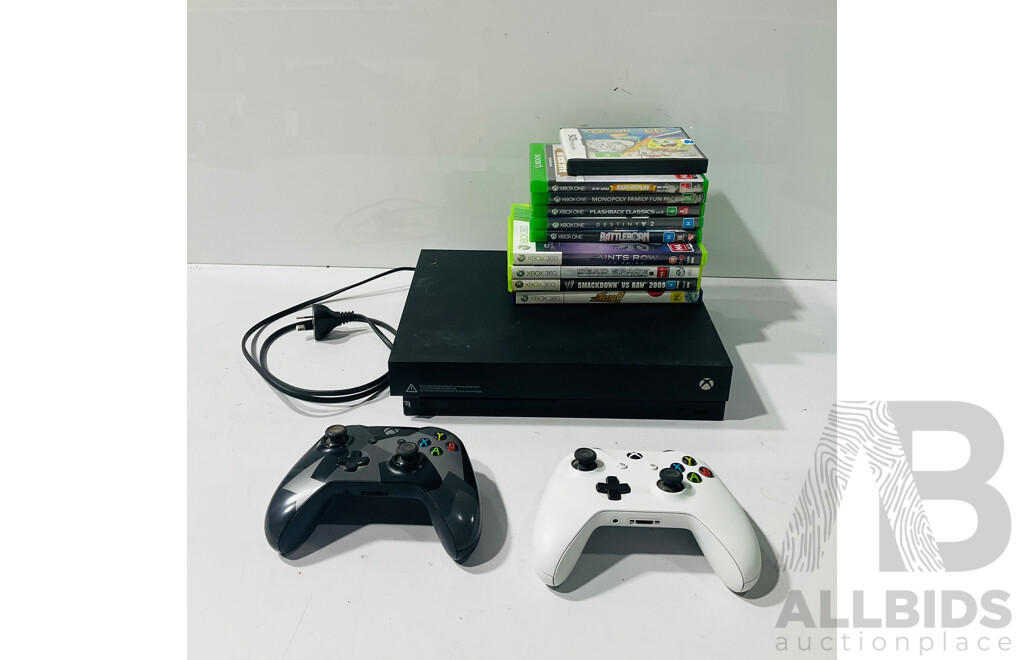 Xbox One X with Two Controllers and Collection of Xbox Games Including Dead Space 3, Saints Row the Third and More