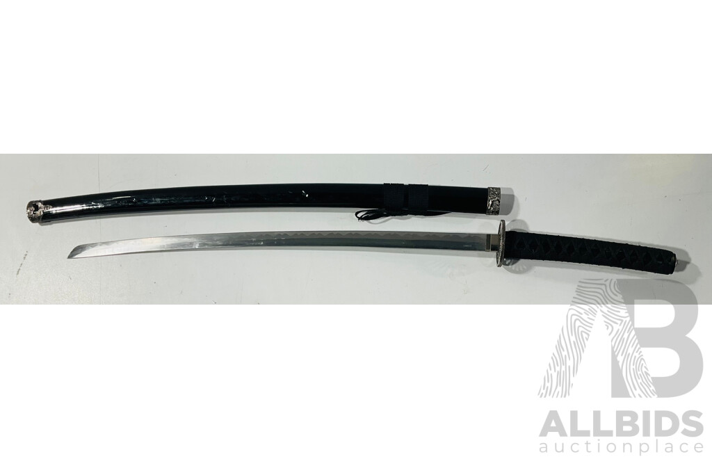 Two Reproduction DisplayJapanese Style Katanas with Sheaths