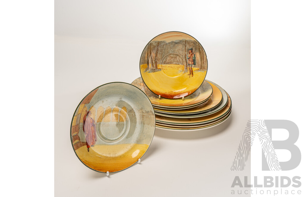 Collection Nine  Pieces Antique Royal Doulton Shakespeare Porcelain Display Plates
