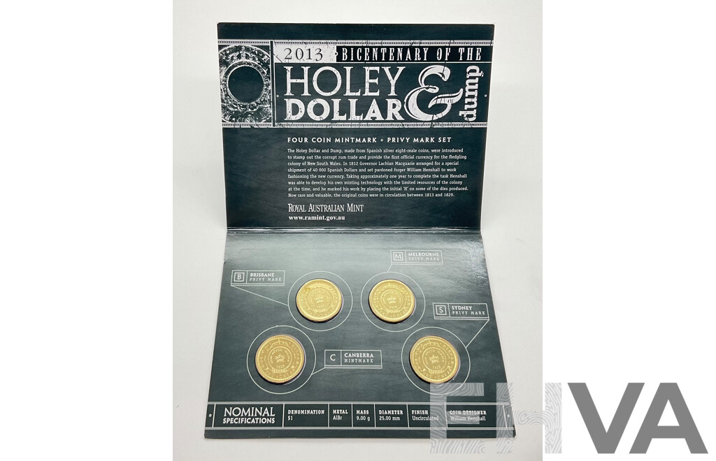 Australian 2013 Holey Dollar & Dump 4 $1 Coin Set