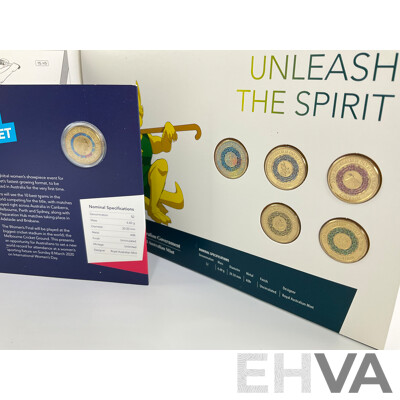 Australian 2020 Olympic Coloured Set of 5 $2 Coins. Womens T20 World Cup $2 Coin.