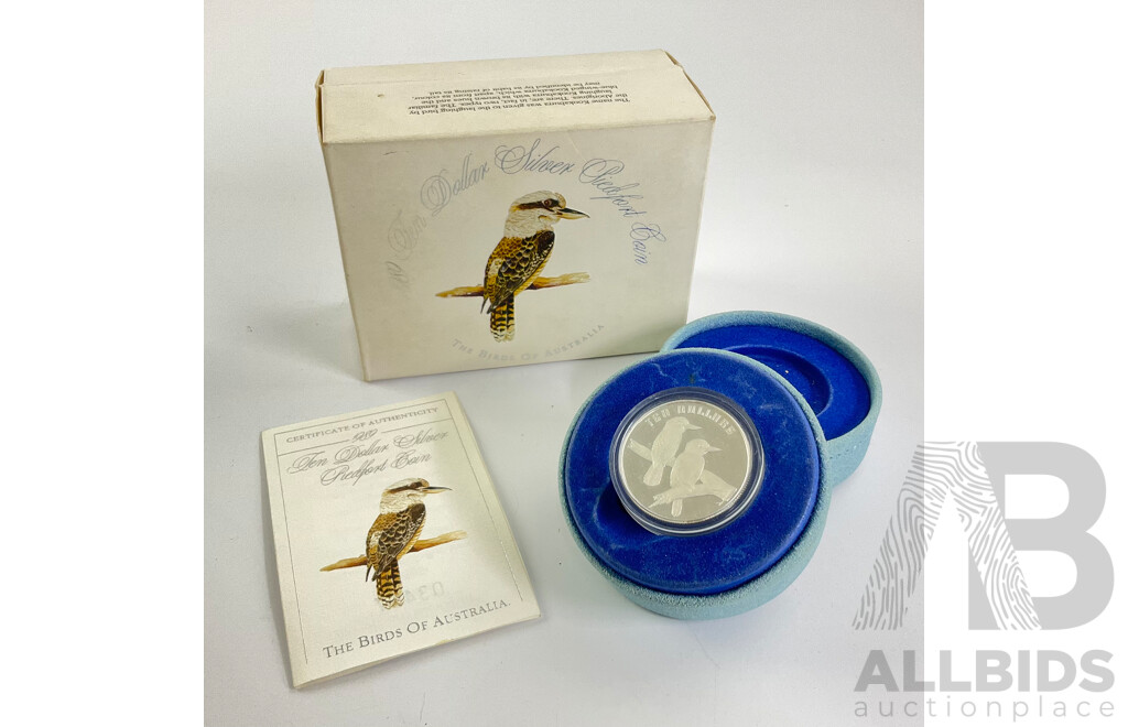 Australian 1989 Birds of Australia PIEDFORT 40 Gram Silver Coin, Kookaburra